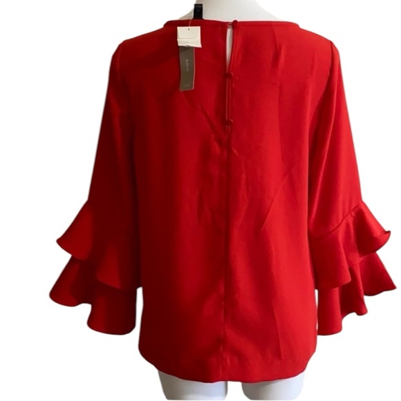 J.CREW NWT Red/Orange tiered bell-sleeves top in drapey crepe 10T - Picture 3 of 10